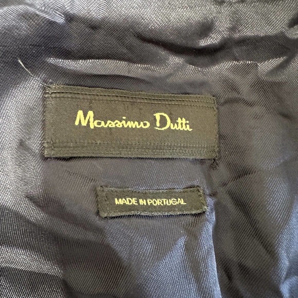 Massimo Dutton Jacket Women Size 4 Blue One Button Tweed Twill Blazer Pockets - Picture 9 of 11